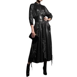 NWT Batsheva Goldie Dress in Silver Sequin Designer Luxury Celeb Style Size 4